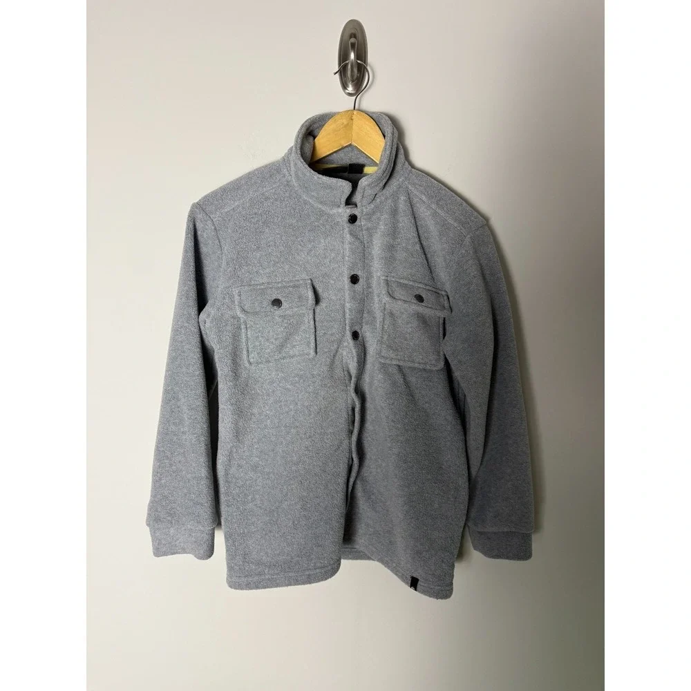 Quiksilver Jacket Youth Boys M Black Gray Fleece Bomber Snap Stretch